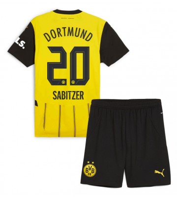 Borussia Dortmund Marcel Sabitzer #20 Primera Equipación Niños 2024-25 Manga Corta (+ Pantalones cortos)